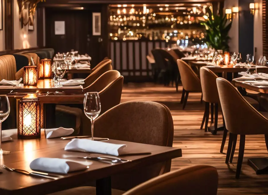 Fine-dining restaurant with warm lighting